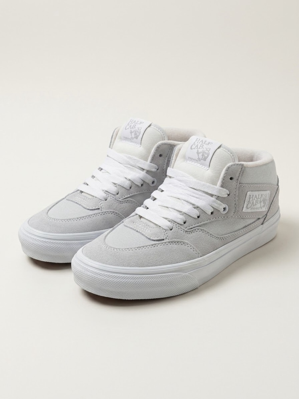 Vans Half Cab Mid Sneakers in Light Gray and White